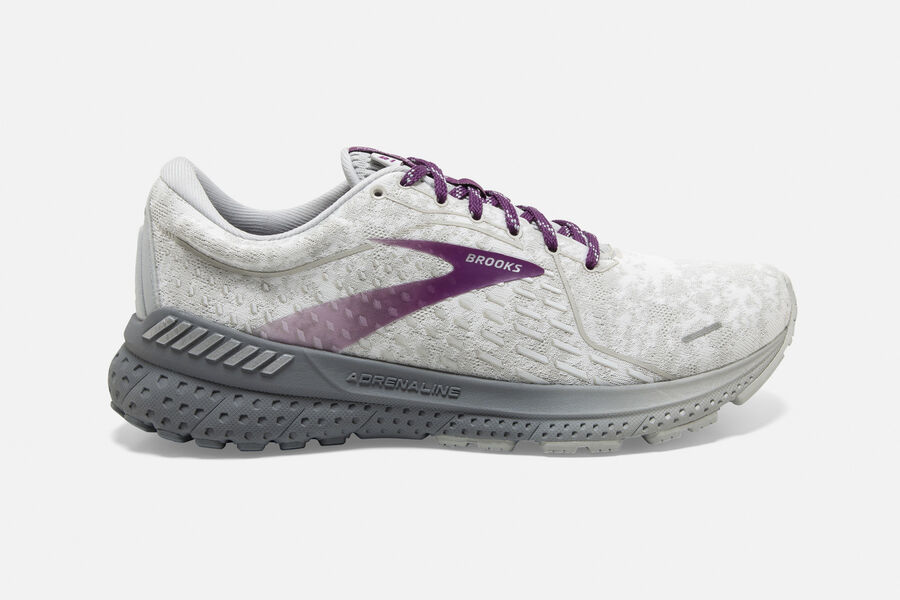 Brooks Running Shoes - Adrenaline GTS 21 Road Womens - White/Purple - SVX-417965